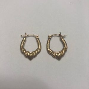 10k Gold Heart Hoop Earrings